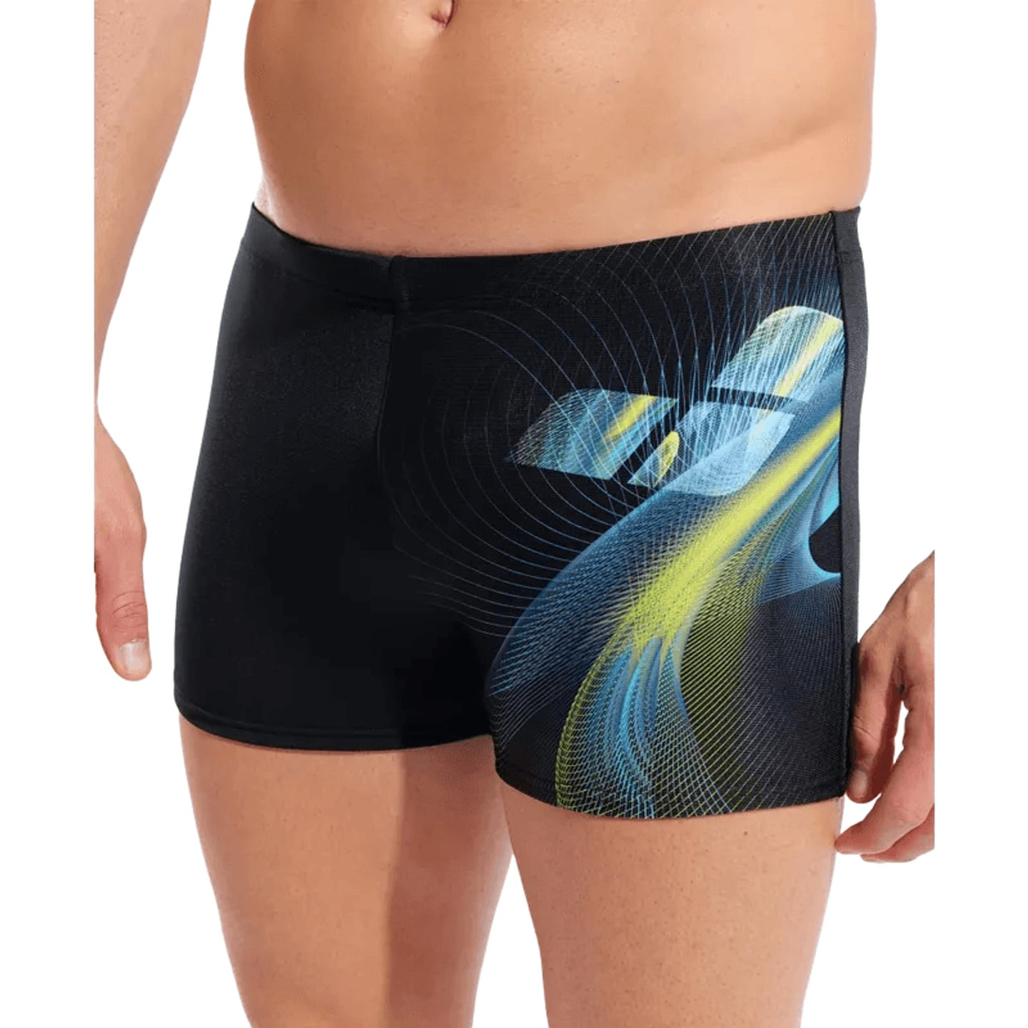 Détail du boxer de bain Arena Jellyfish Maxlife Eco résistant au chlore pour homme.