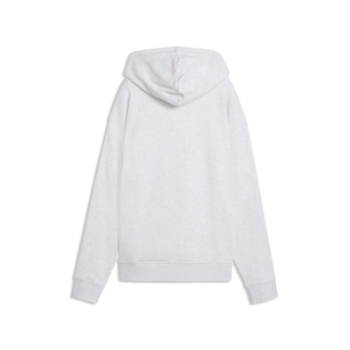 Vue de dos du sweat à capuche blanc PUMA ESS Elevated Comfort Hoodie FL femme avec capuche à trois p