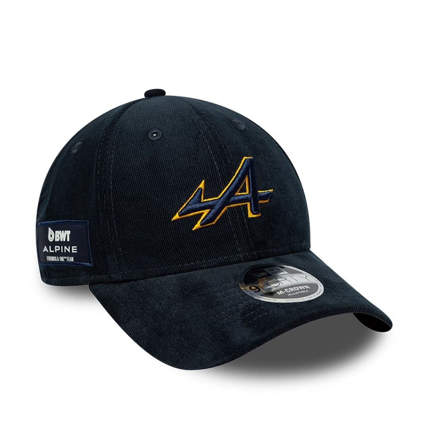 Packshot de la New Era Casquette 9FORTY Alpine F1 Team Velours Côtelé Ajustable Homme.