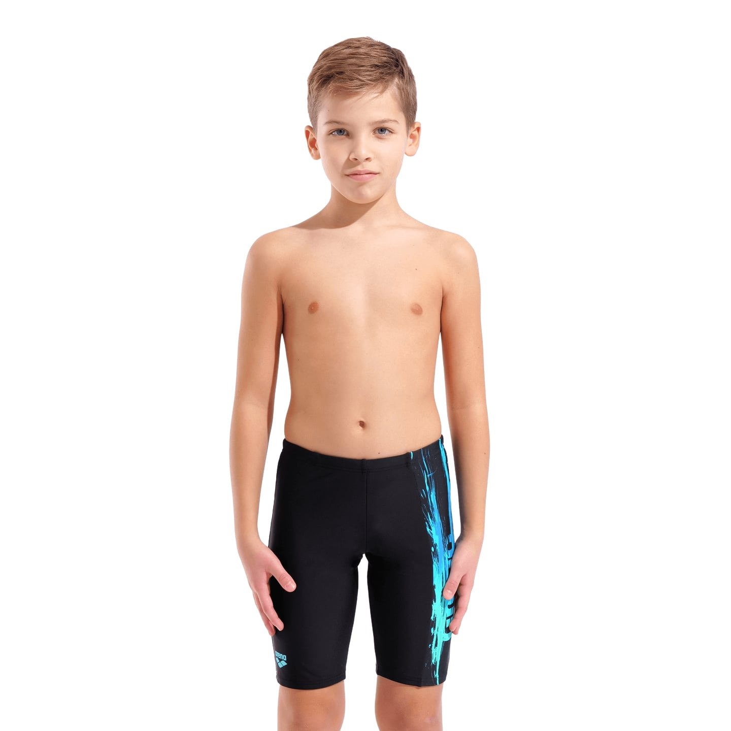 Jeune garçon nageant avec l’Arena Maillot De Bain Jammer De Natation B Arena Paint Swim Garçon