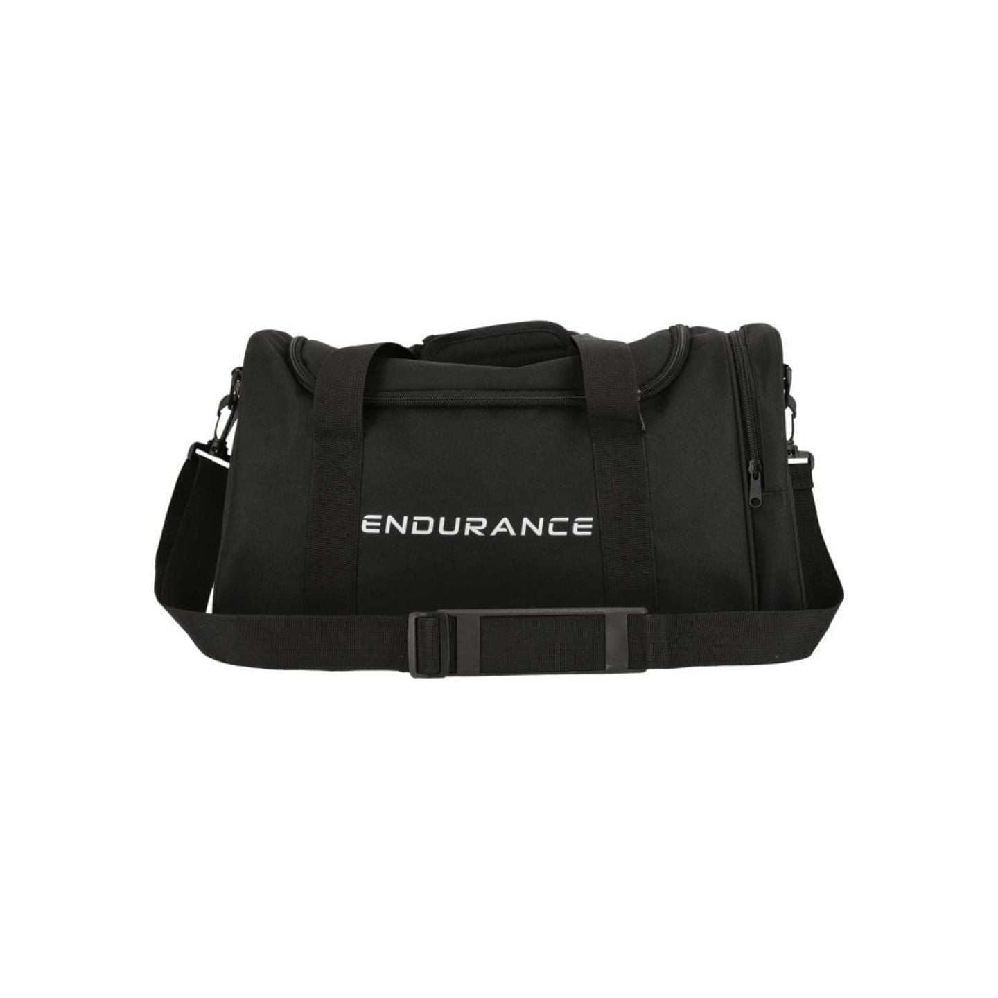 Sac de sport Endurance Lanakila 40 L noir, vue de face, bandoulière réglable et logo blanc