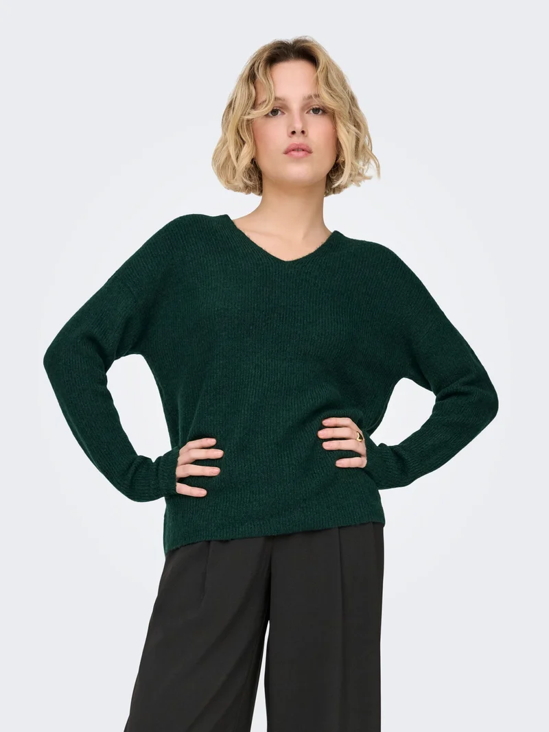 Pull V-Neck ONLY - Douceur automnale en maille élastique