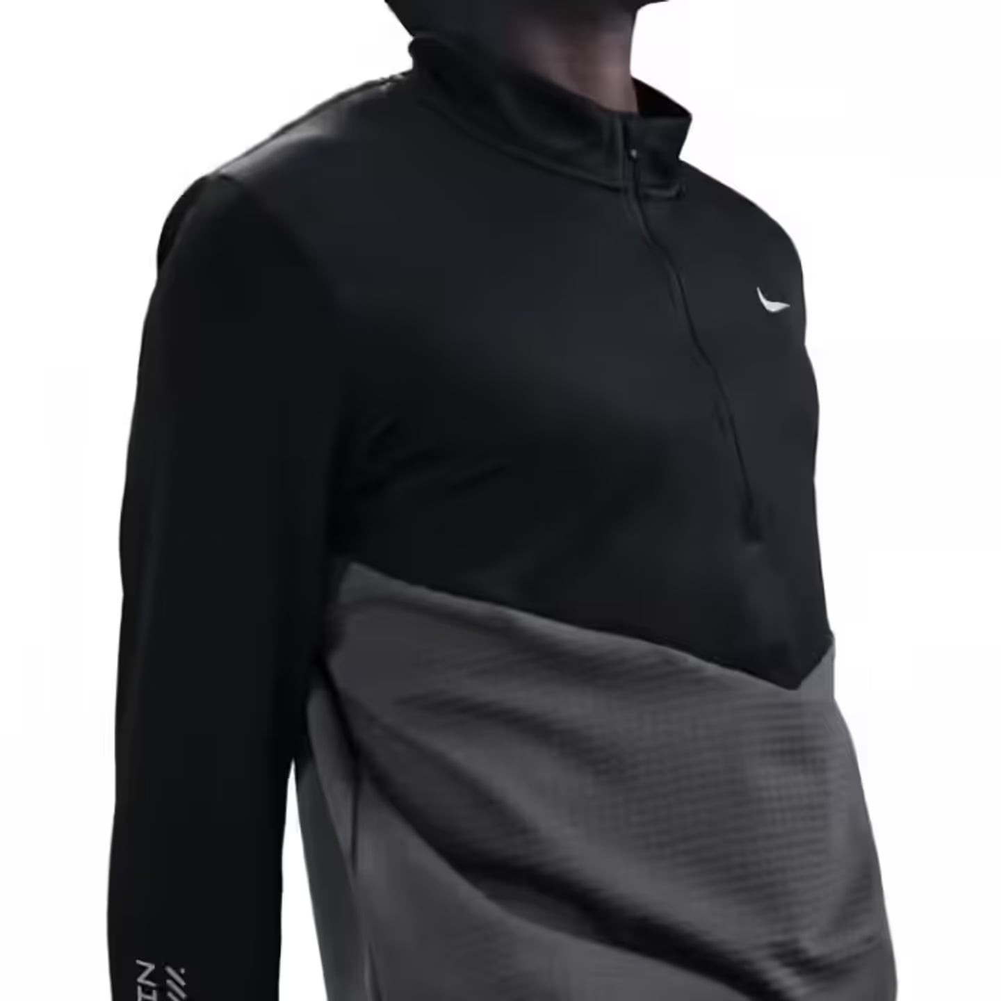 Détail : Nike Haut De Course Manches Longues Therma-Fit Winterized Pacer Demi-Zip Homme, col haut.