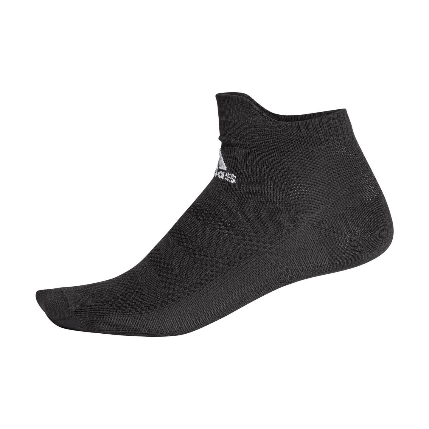 Chaussette de training Adidas ASK AN UL noire vue de profil, logo blanc, bord côtelé et soutien plan
