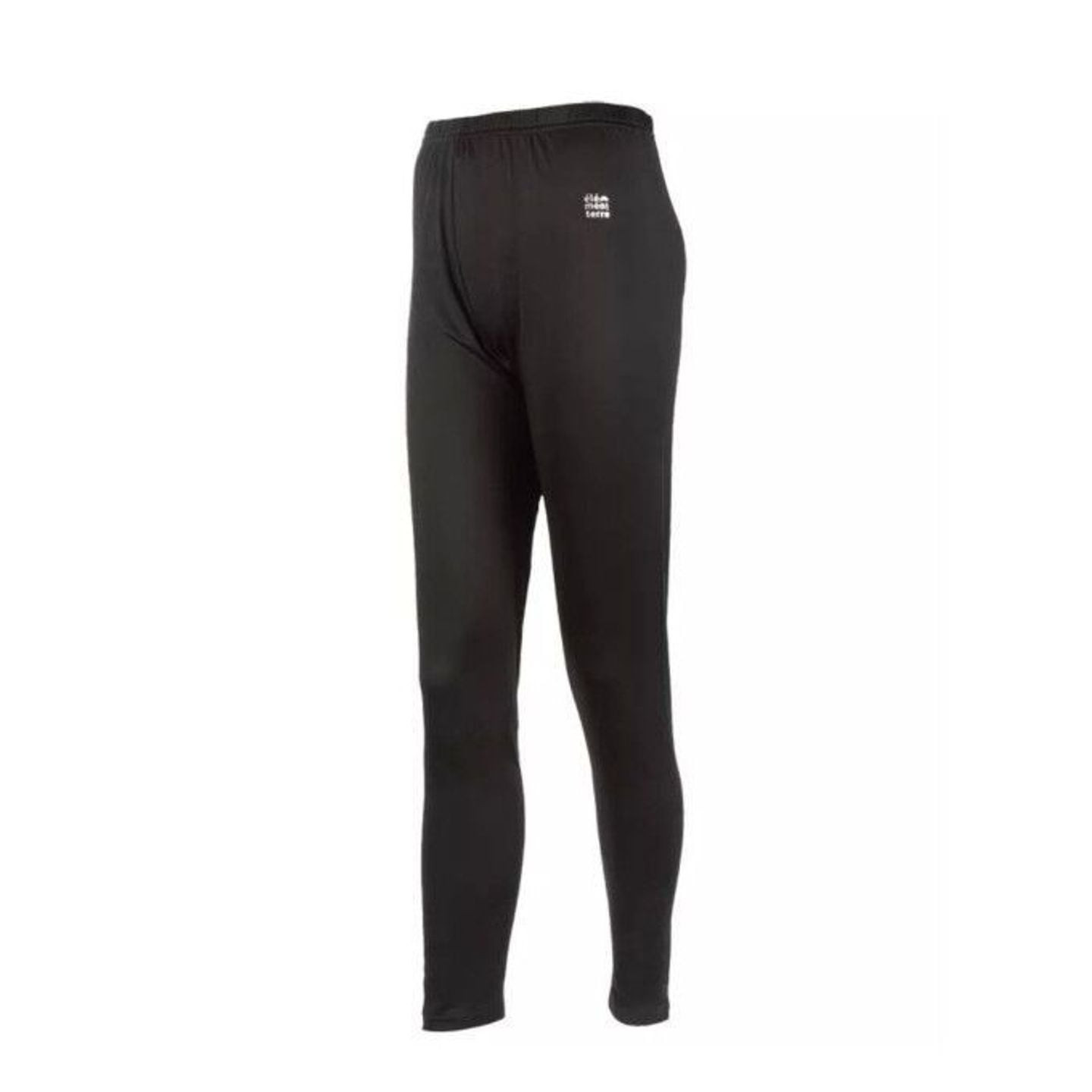 Sous-vêtement thermique bas noir ELÉMENTERRE sur fond blanc, vue de face, taille élastique et logo h