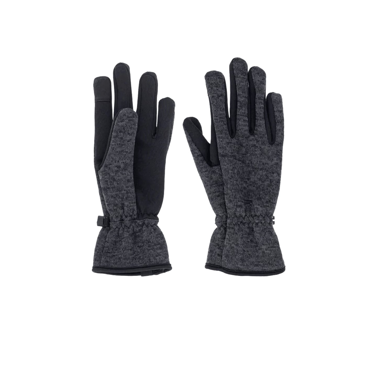 Paire de gants d'hiver GANT HIVER gris en maille à paumes noires, vus de face et de dos
