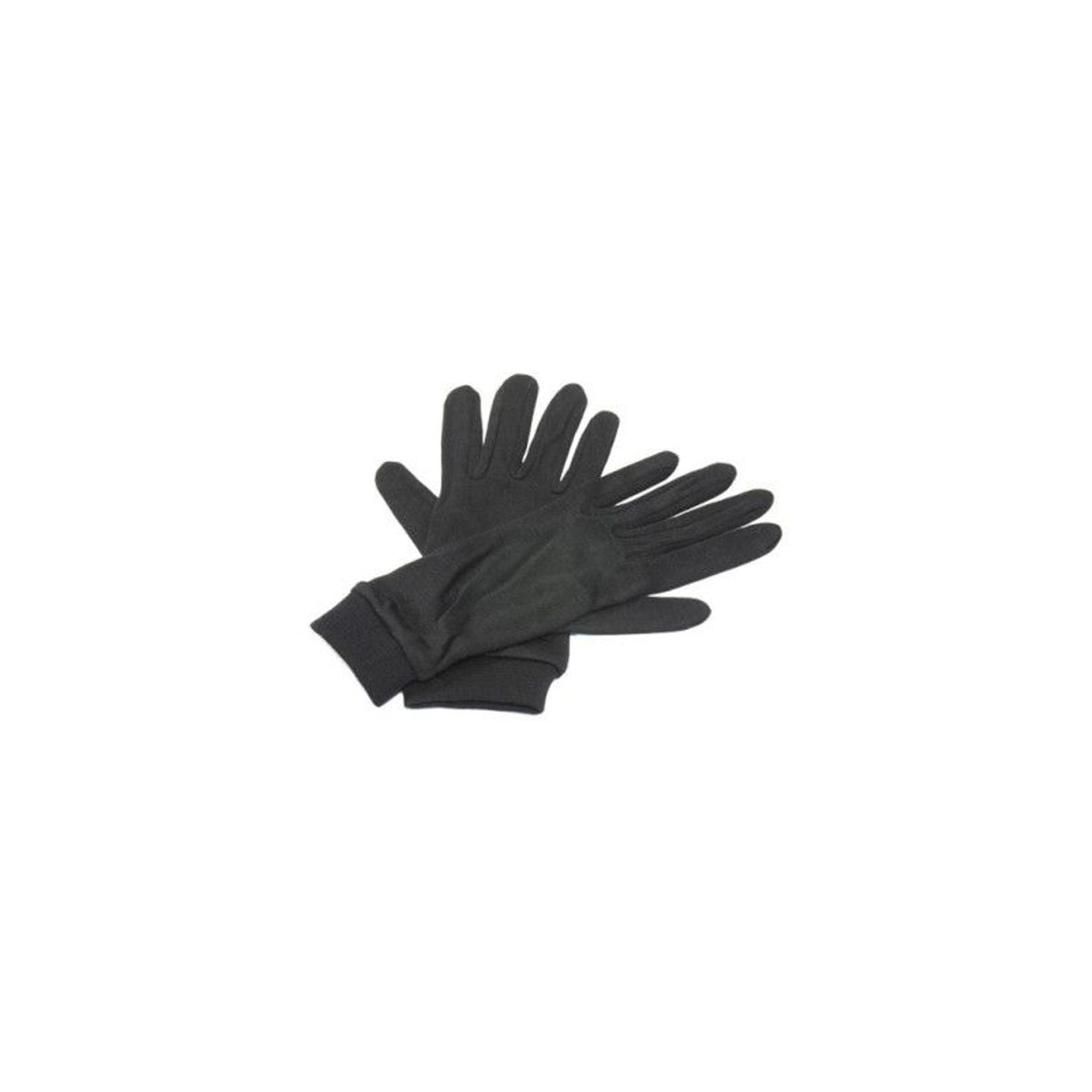 Paire de sous-gants noirs en soie Élémenterre, poignets superposés, tissu doux et doigts entiers