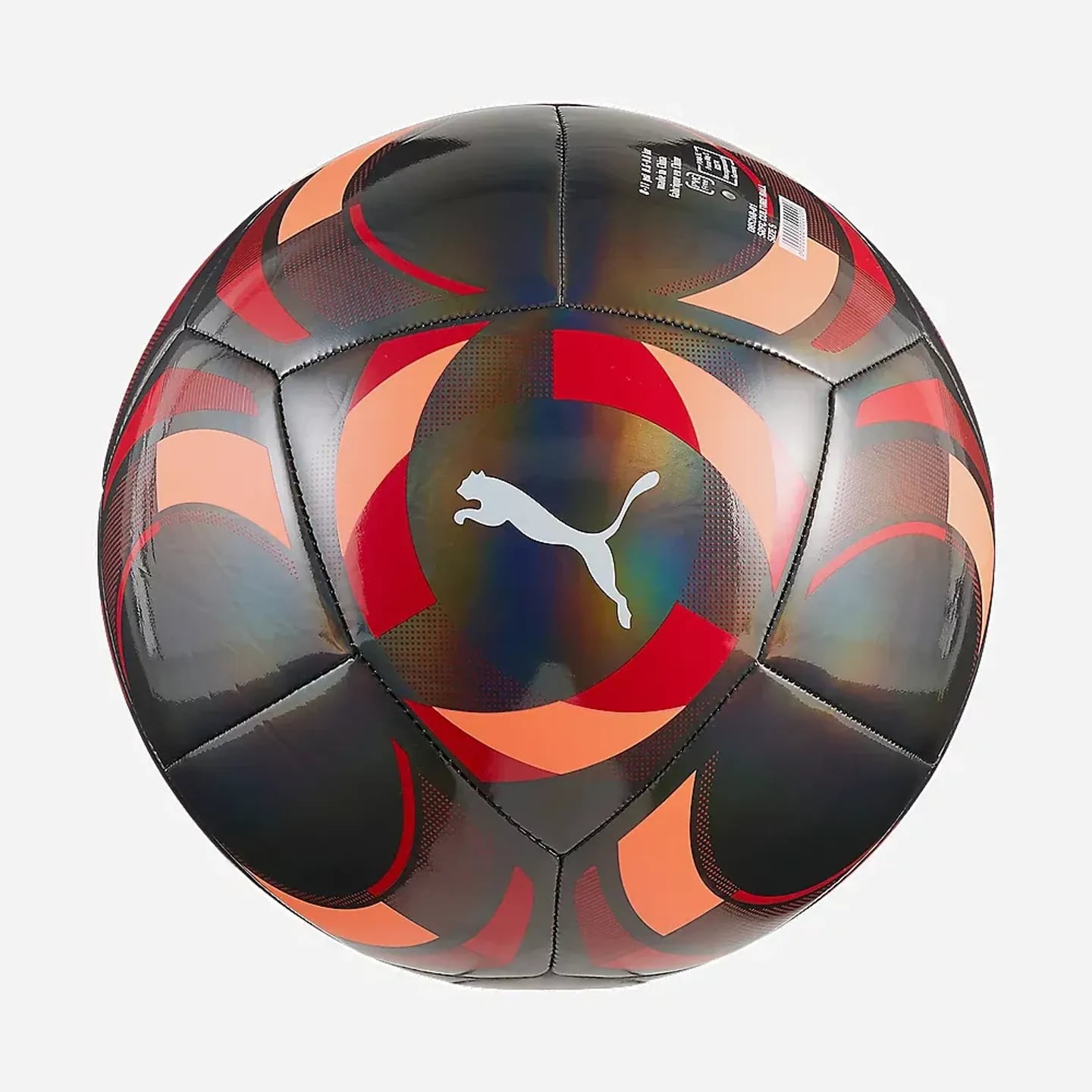 Ballon de football PUMA SRFC Culture noir et rouge avec logo chat PUMA blanc sur panneaux texturés b