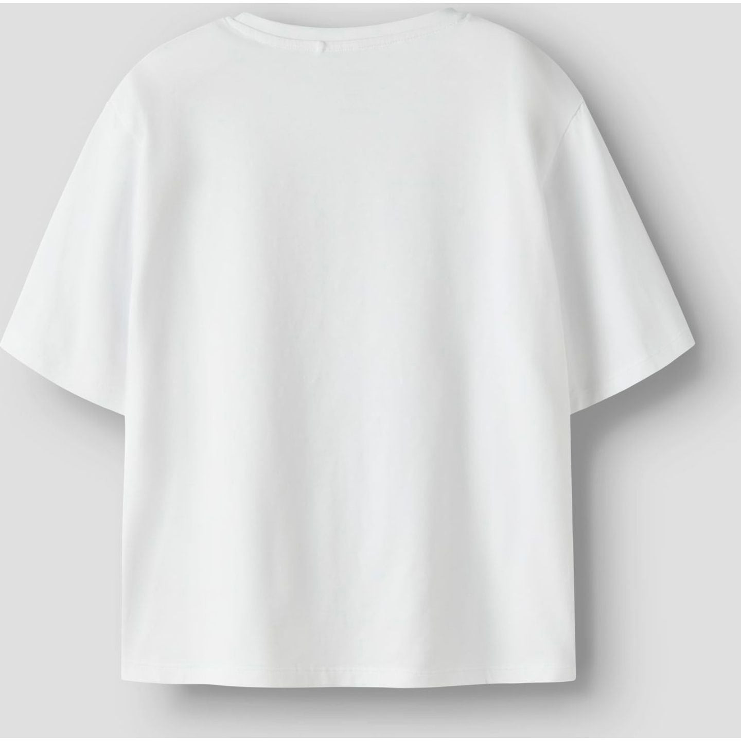 Vue arrière du t-shirt Stitch fille à manches courtes, blanc uni, en jersey de coton doux et col ron
