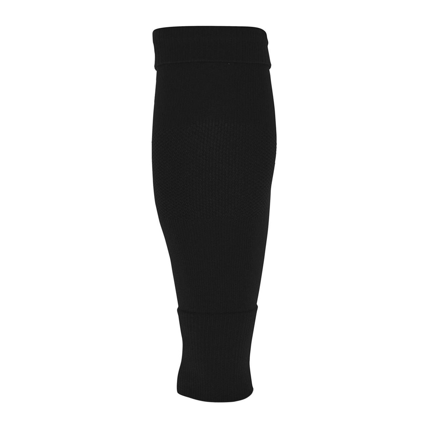 Manchon de compression noir pour football, texture nervurée, insert maille ventilé, présenté en pack