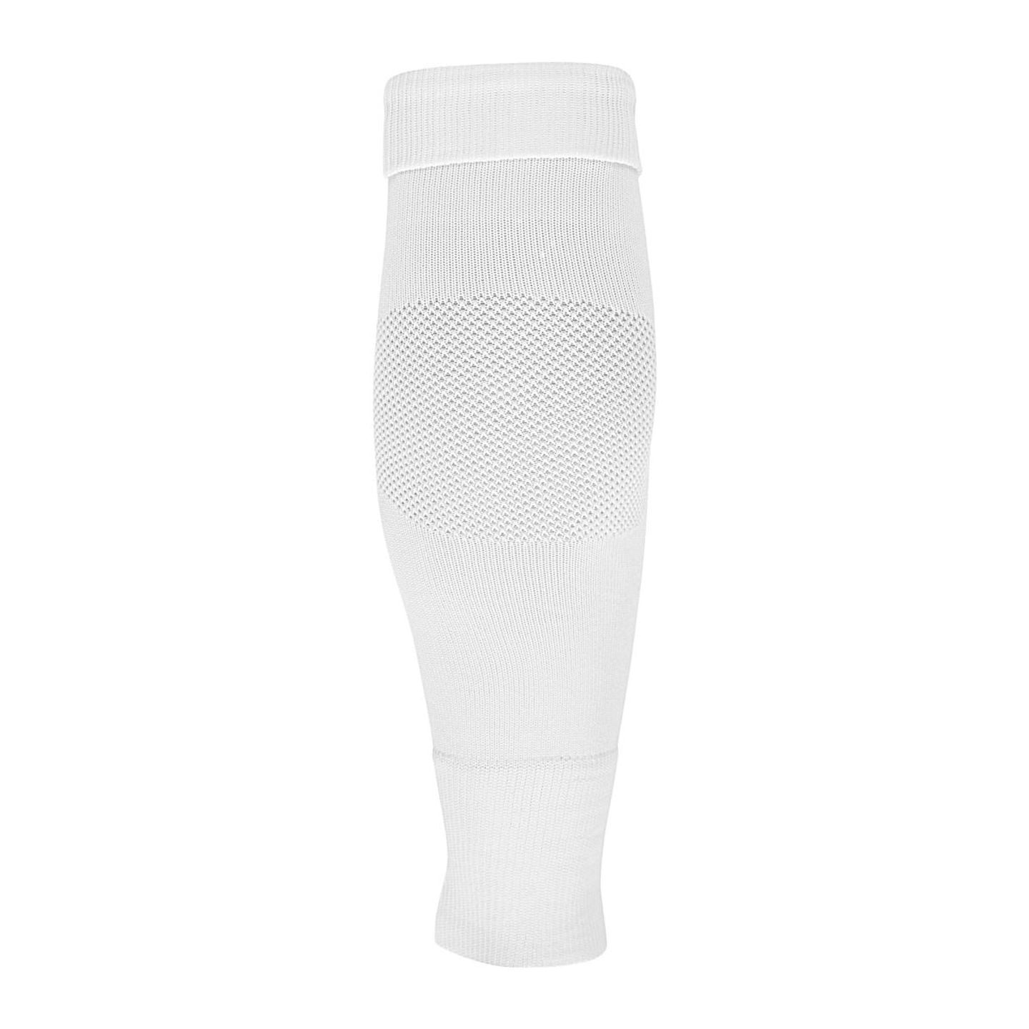 Manchon de maintien de protège-tibia Uhlsport Tube It Sleeve blanc, debout, avec panneau en mesh au 