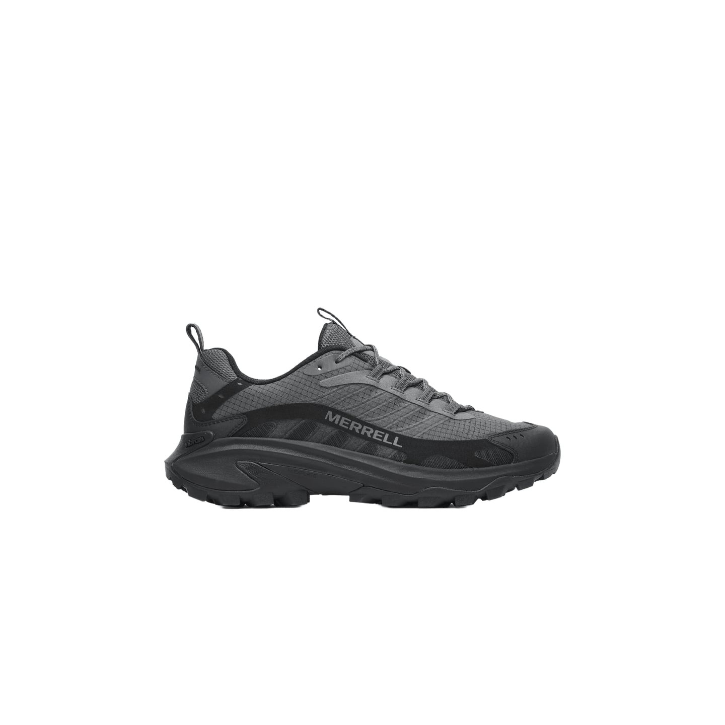 Merrell Moab Speed 2 Sport chaussure de trail homme gris et noir, profil latéral avec tige ripstop e