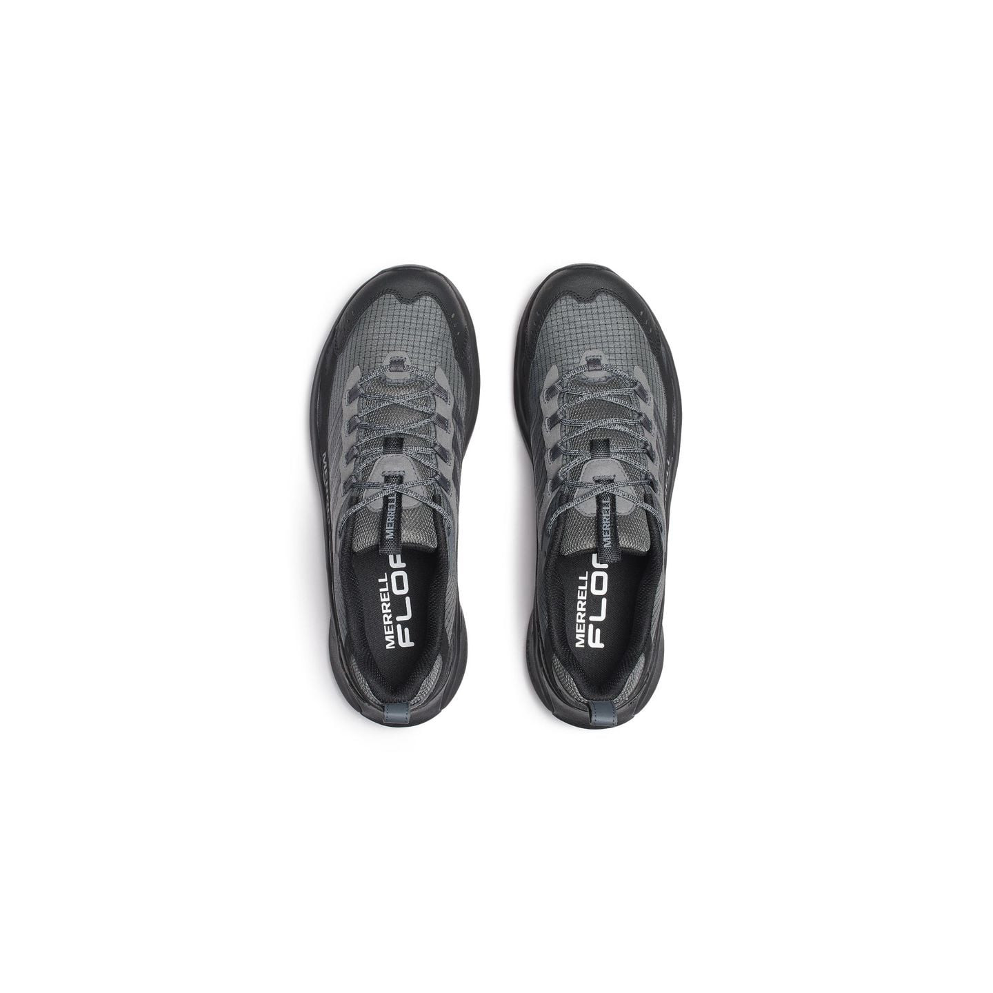 Vue de dessus de chaussures de trail Merrell Moab Speed 2 Sport homme gris avec semelles intérieures