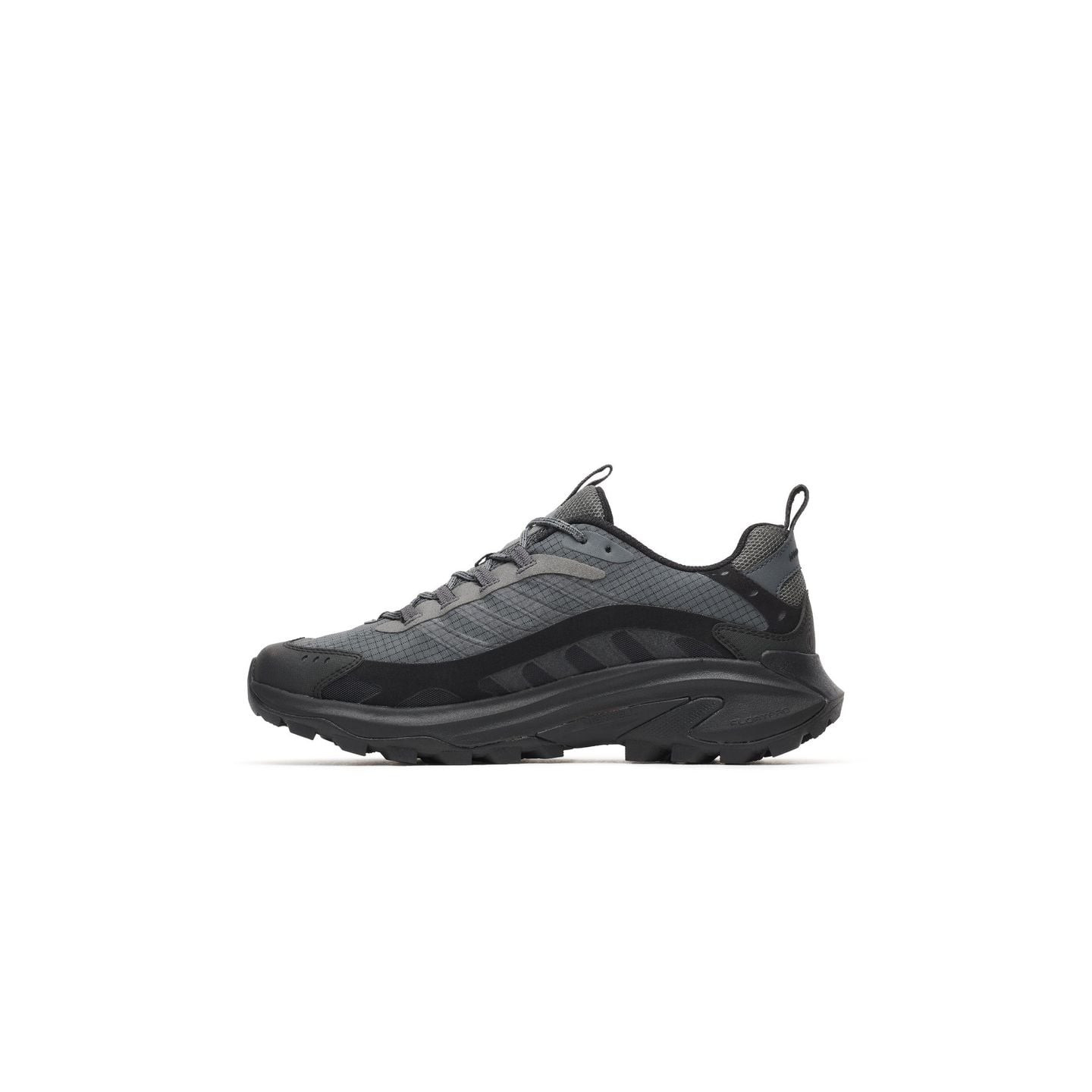Chaussure de trail Merrell Moab Speed 2 Sport homme gris foncé, vue latérale mettant en avant la sem