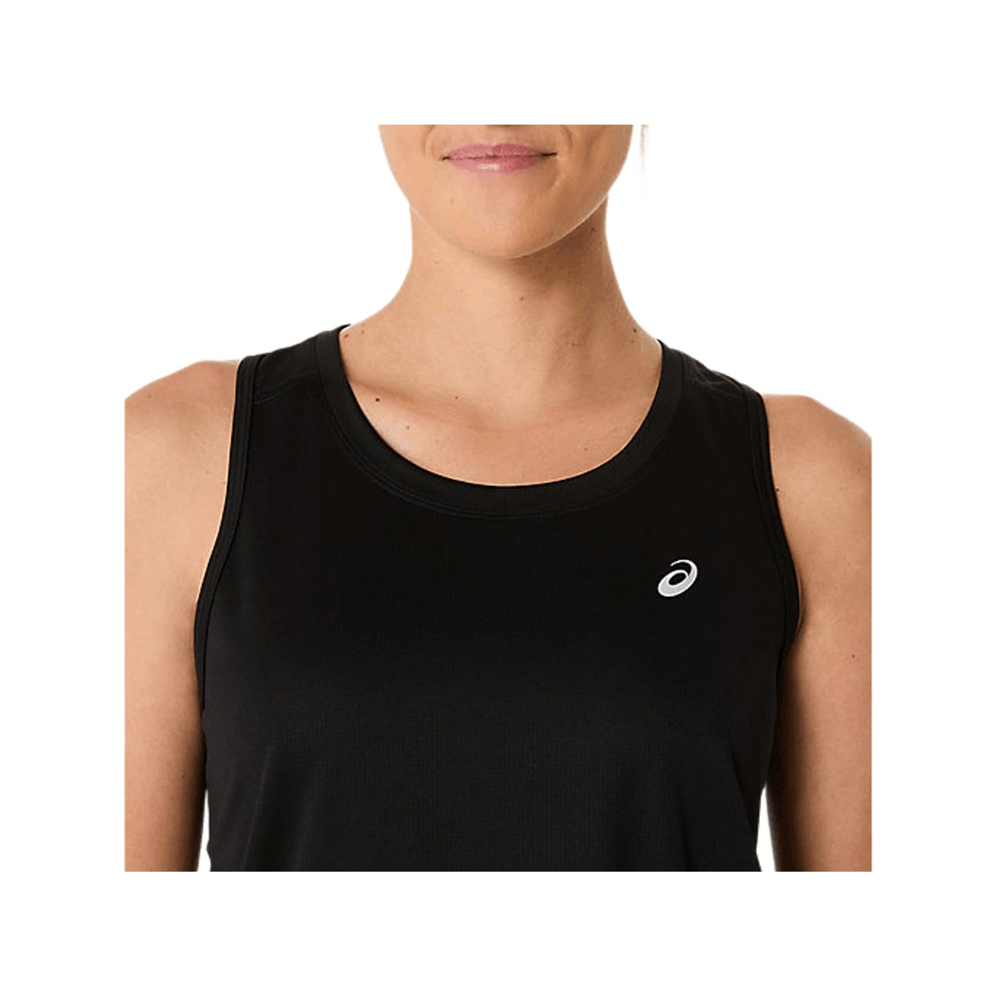 Asics Débardeur De Running Core Tank Séchage Rapide Femme : détail coutures plates et maille.
