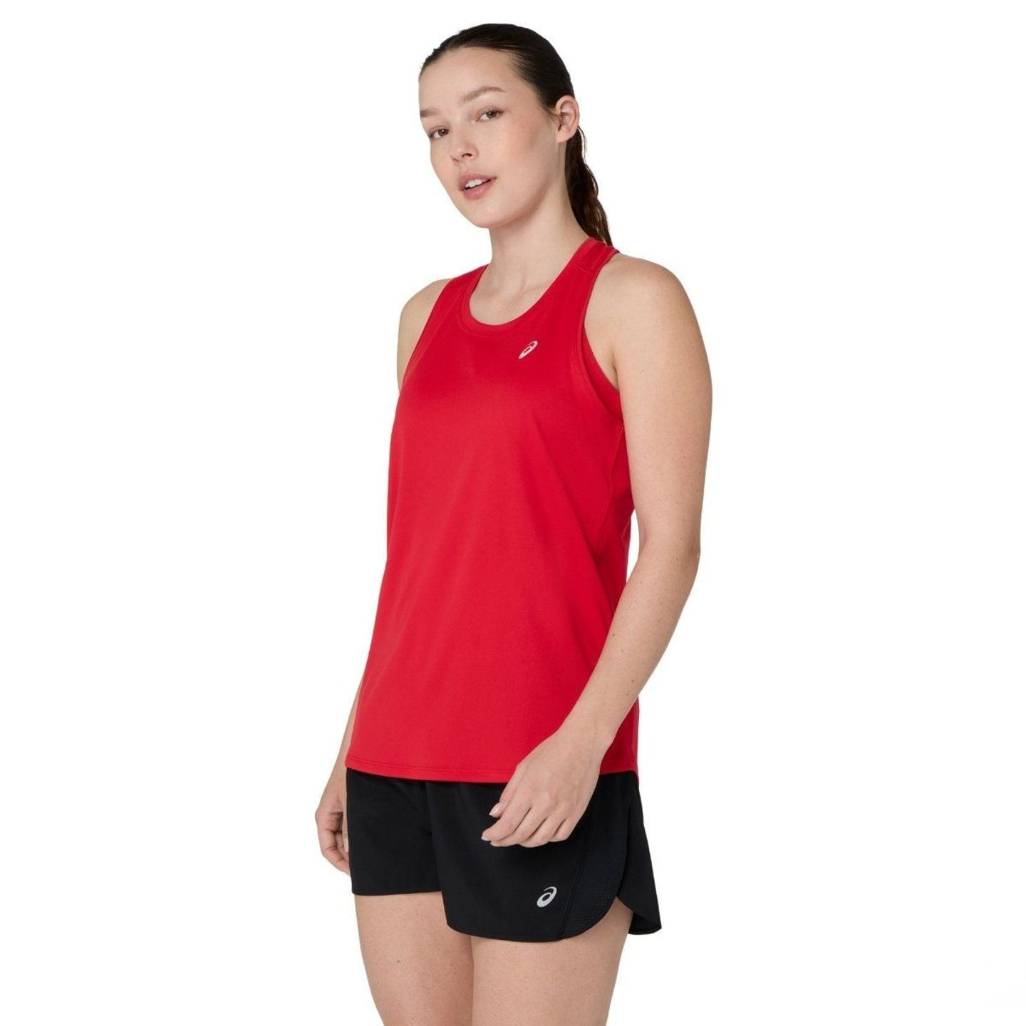 Coureuse portant ASICS Débardeur De Course Core Tank En Polyester Recyclé Respirant Femme en course 