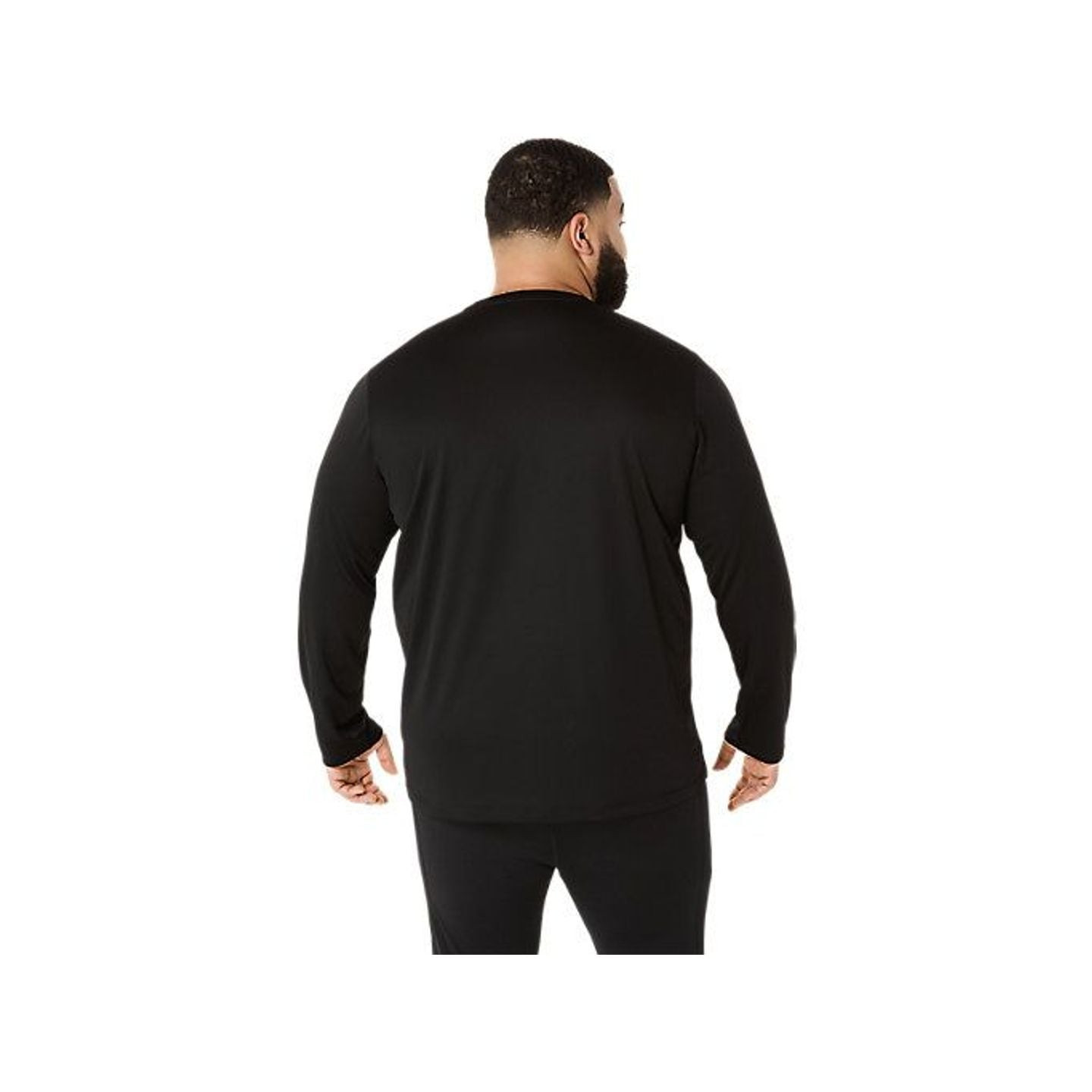 Vue arrière du haut de running à manches longues ASICS Core LS Top noir porté par un mannequin homme