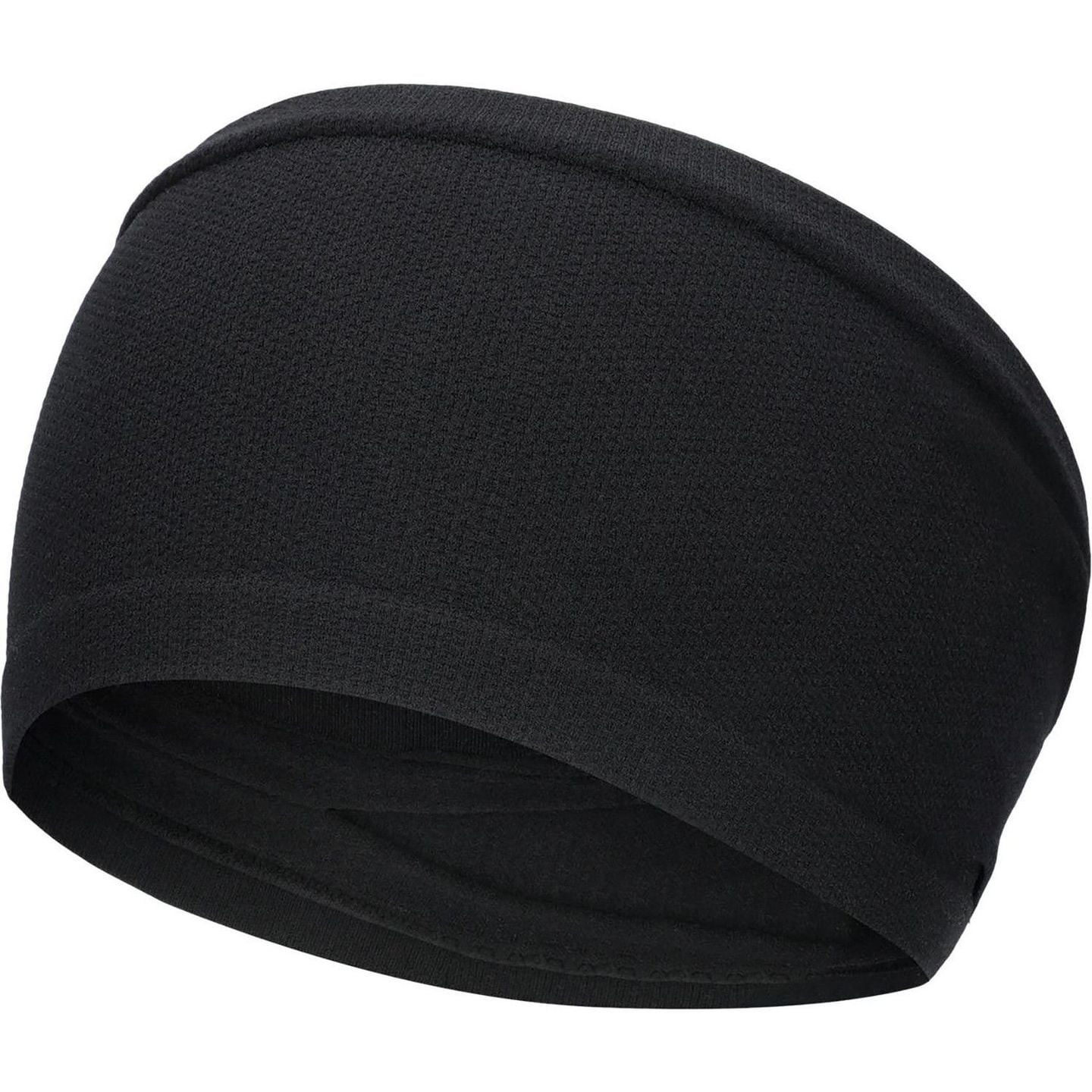 Bandeau ASICS Performance noir, vue de face, tissu extensible lisse et respirant.