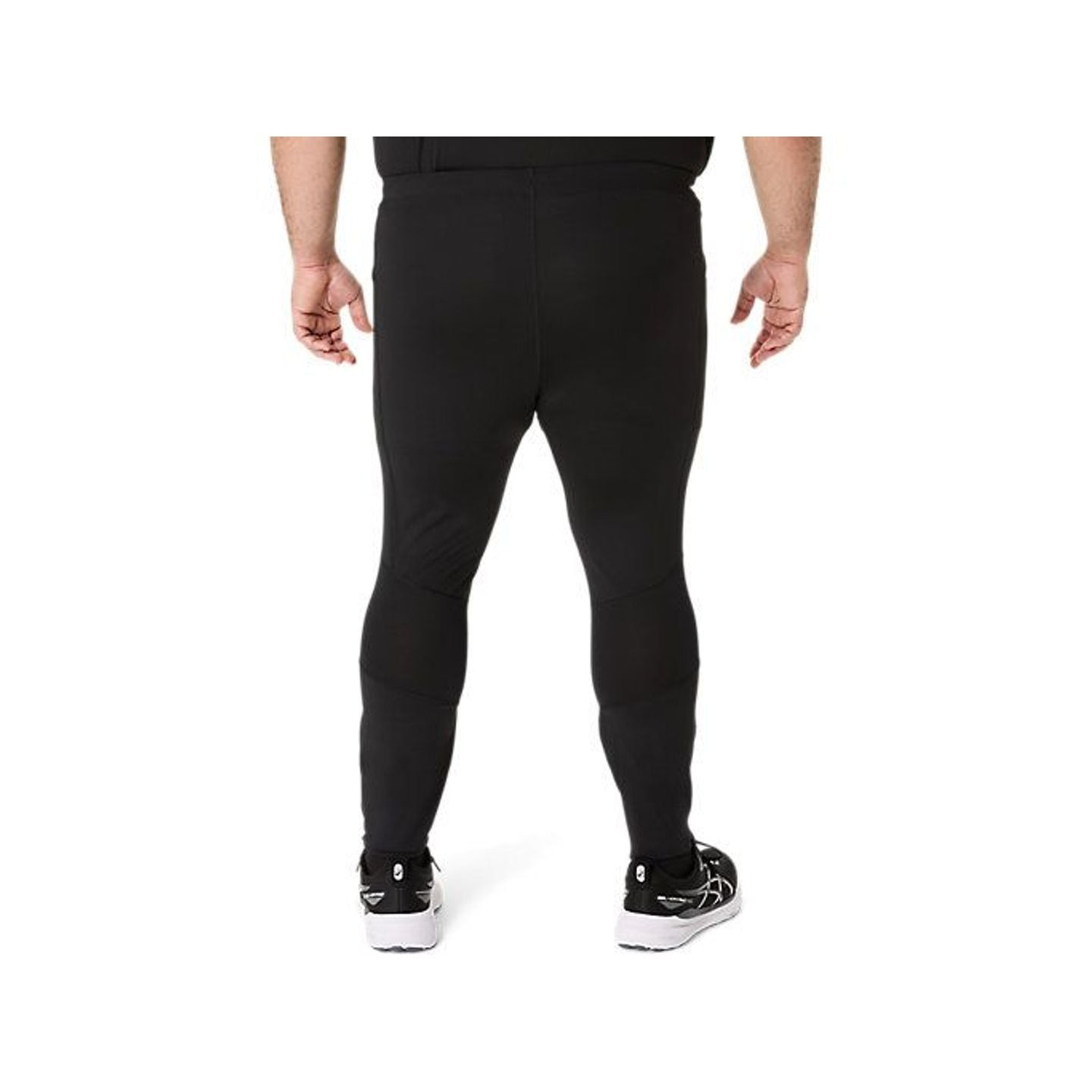 Vue arrière du collant de running ASICS Core Tight homme noir, coutures plates et longueur cheville,