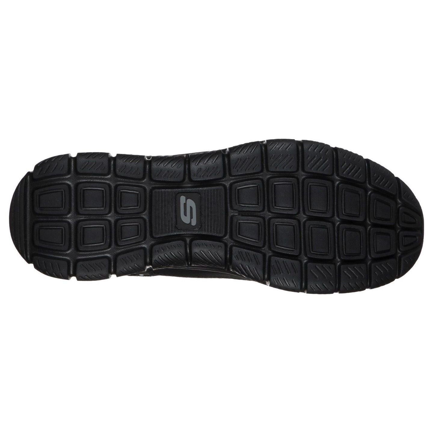 Semelle extérieure noire en caoutchouc Skechers Track Knockhill, rainures flexibles et logo S sur la